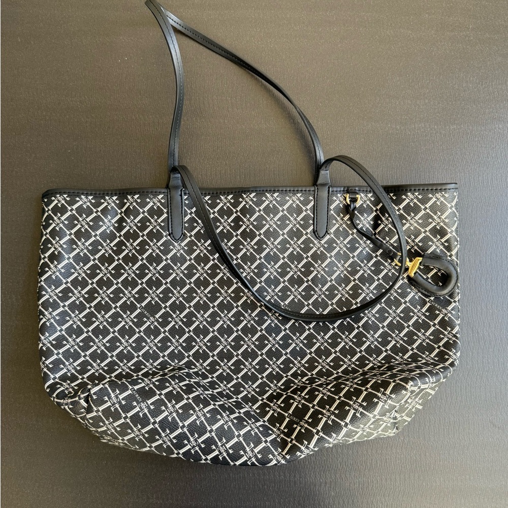 Ralph Lauren Black and White Geometric Tote Bag